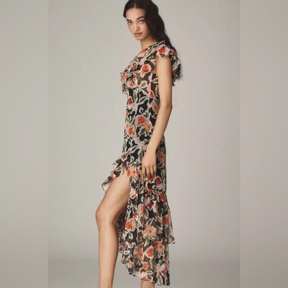 NWT Size L - En Saison Eden Chiffon High-Low Maxi Dress (NWT US$ 155) - Picture 4 of 11